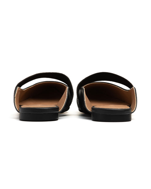 Zueco Tipo Balerina Negra Tira Glitter 1173593